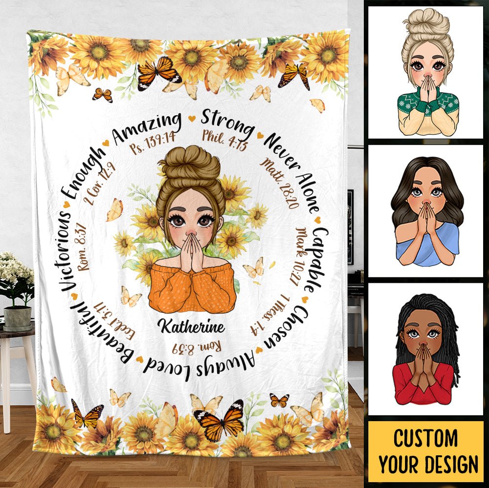 Bible With Sunflowers - Personalized Blanket - Meaningful Gift For Birthday - Giftago