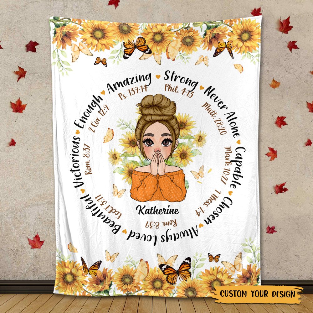 Bible With Sunflowers - Personalized Blanket - Meaningful Gift For Birthday - Giftago