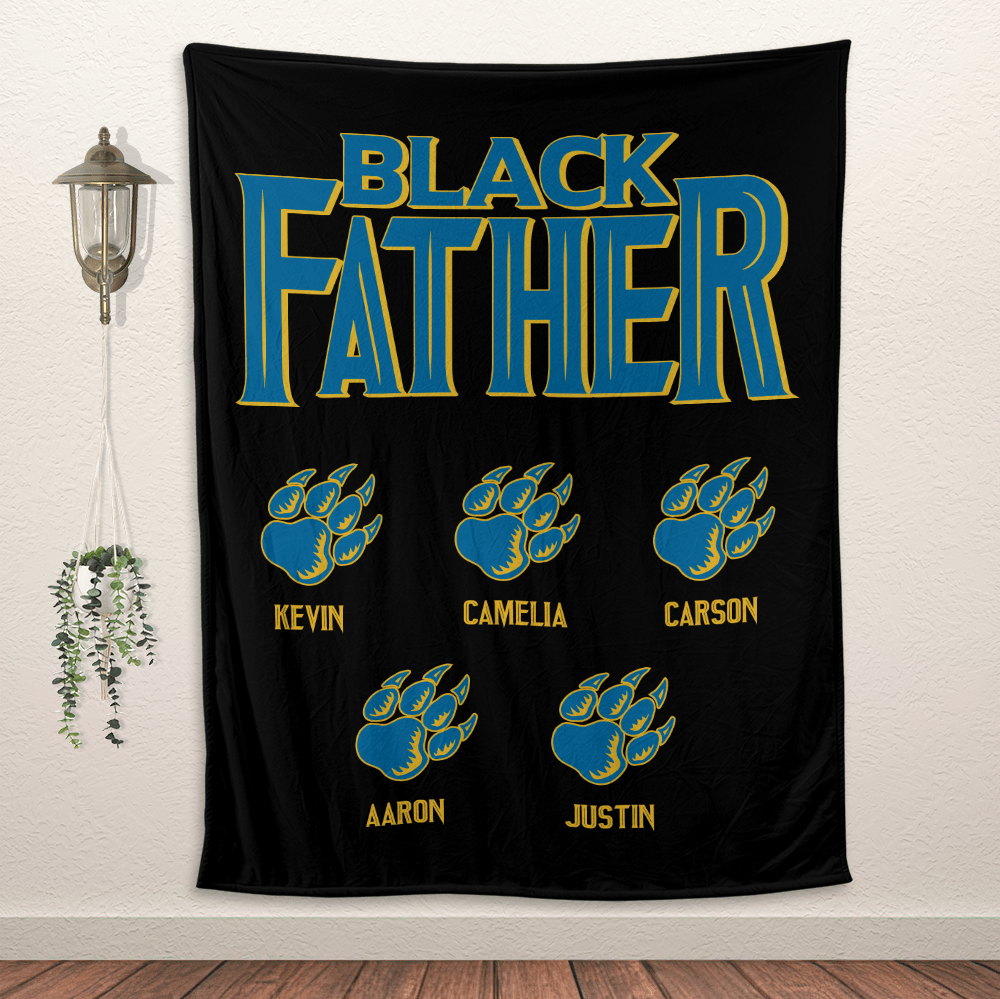 Black Father Blanket - Personalized Blanket - Giftago