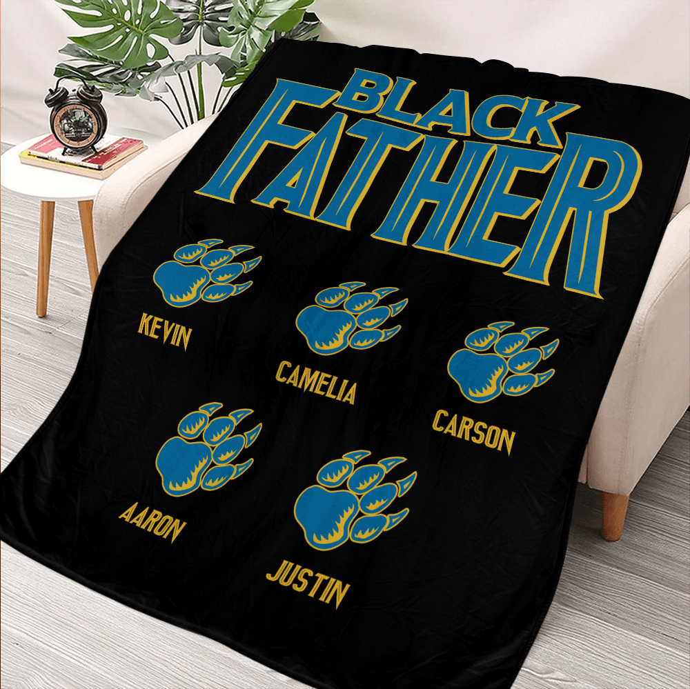 Black Father Blanket - Personalized Blanket - Giftago
