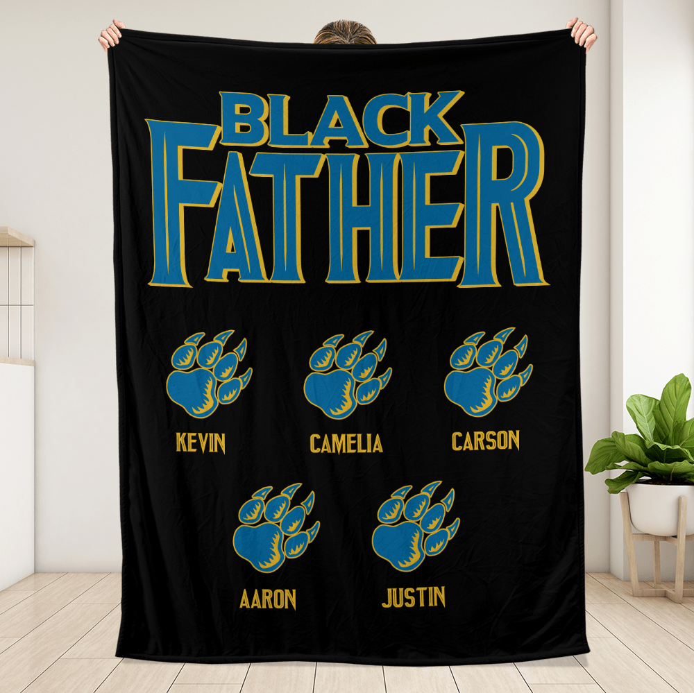 Black Father Blanket - Personalized Blanket - Giftago