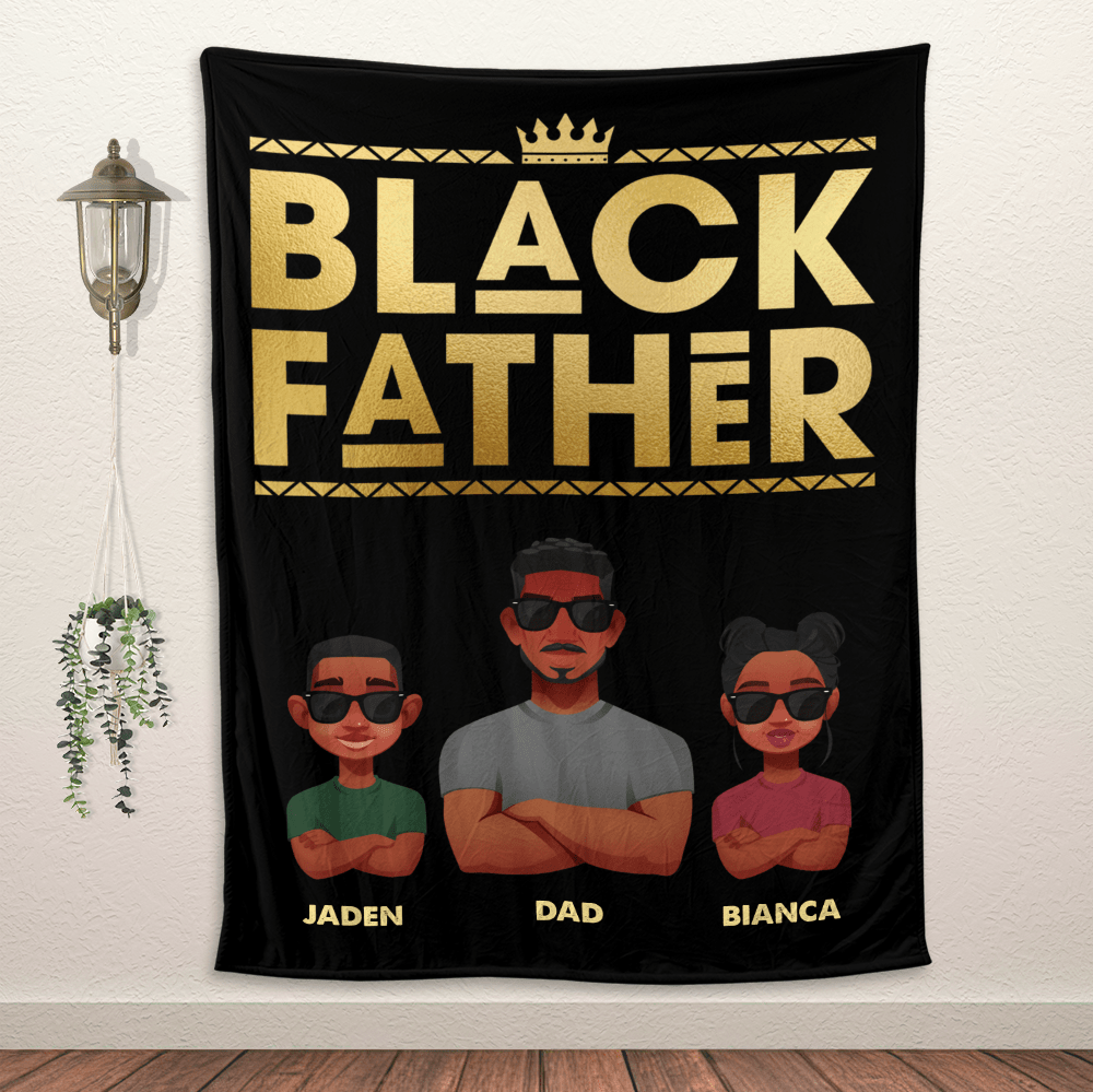 Black Father Personalized Blanket - Personalized Blanket - Giftago