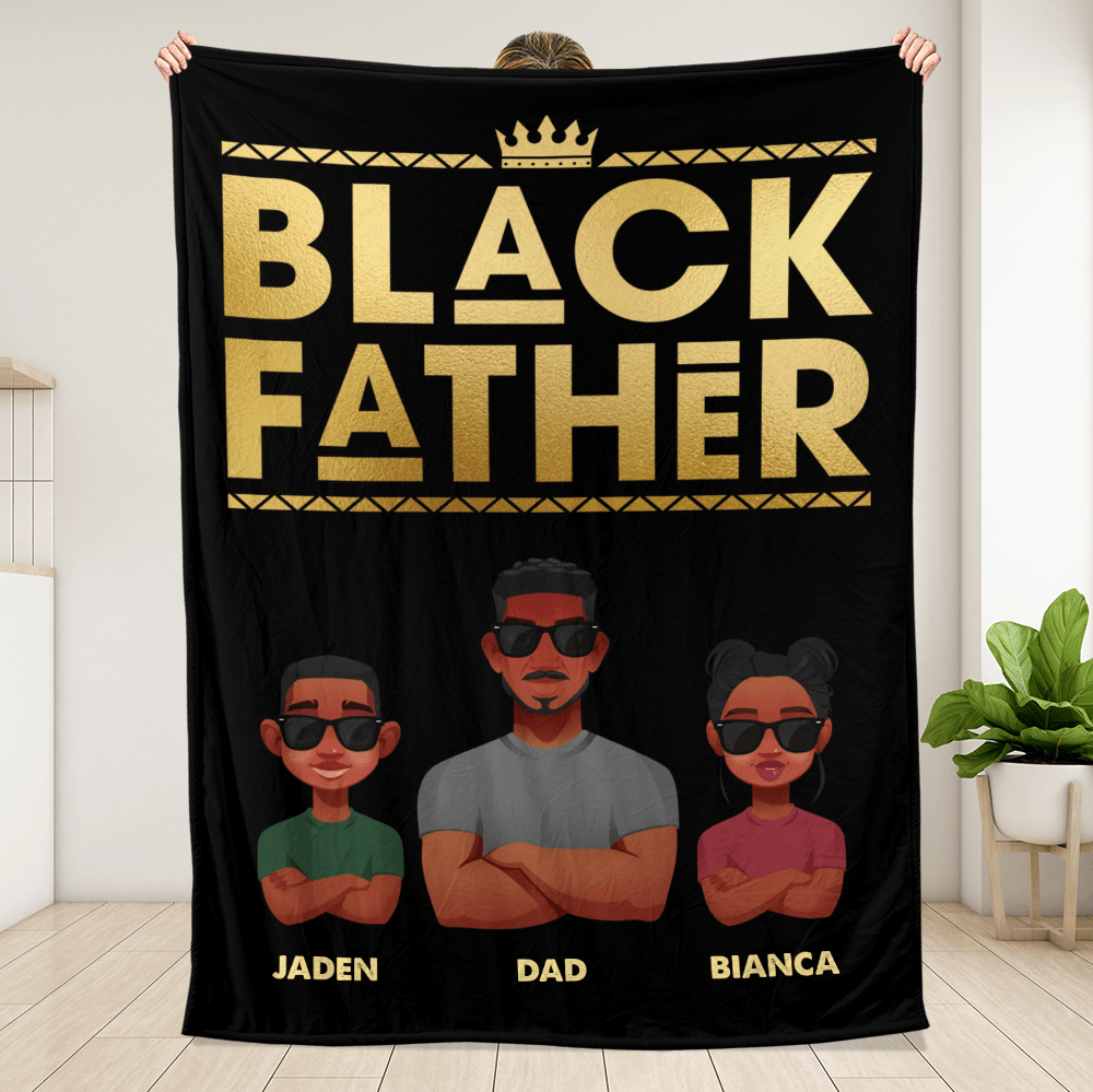 Black Father Personalized Blanket - Personalized Blanket - Giftago