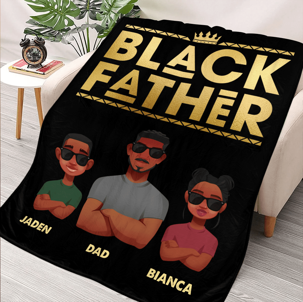 Black Father Personalized Blanket - Personalized Blanket - Giftago
