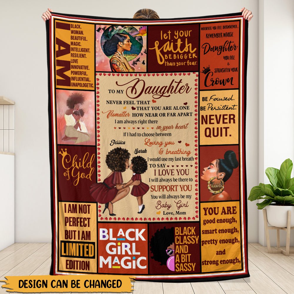 Black Mother And Daughter Blanket - Personalized Blanket - Giftago