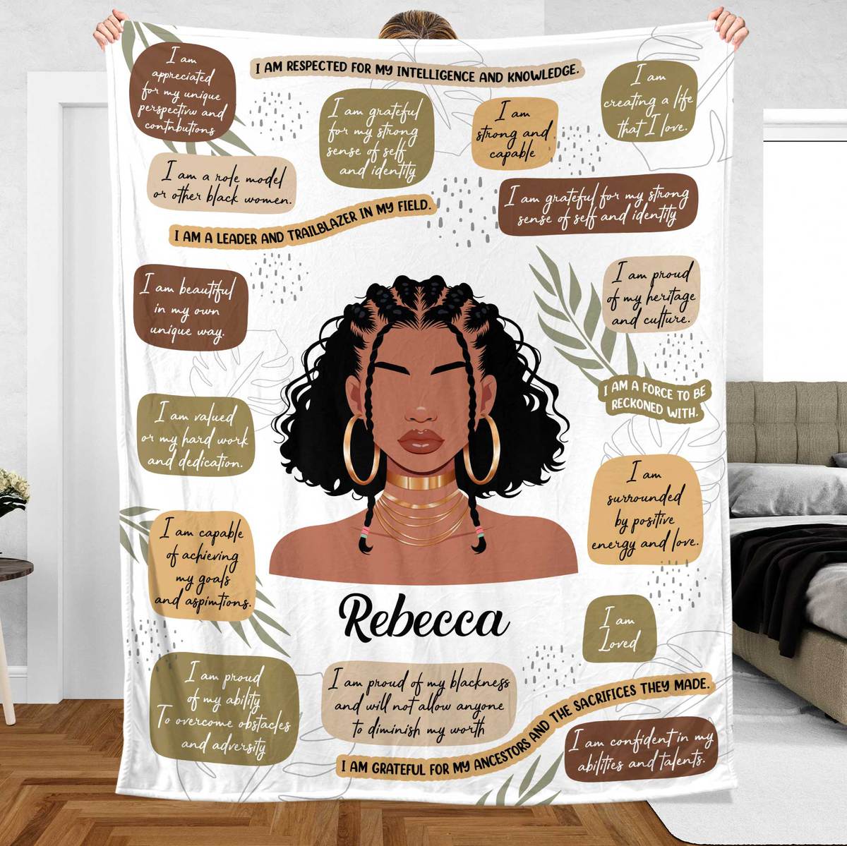 Black Woman Affirmations - Personalized Blanket - Giftago