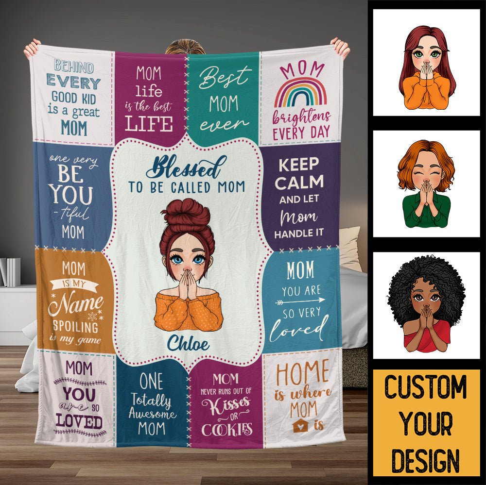Blessed To Be Call Mom/Grandma - Personalized Blanket - Best Gift For Mother, For Grandma - Giftago