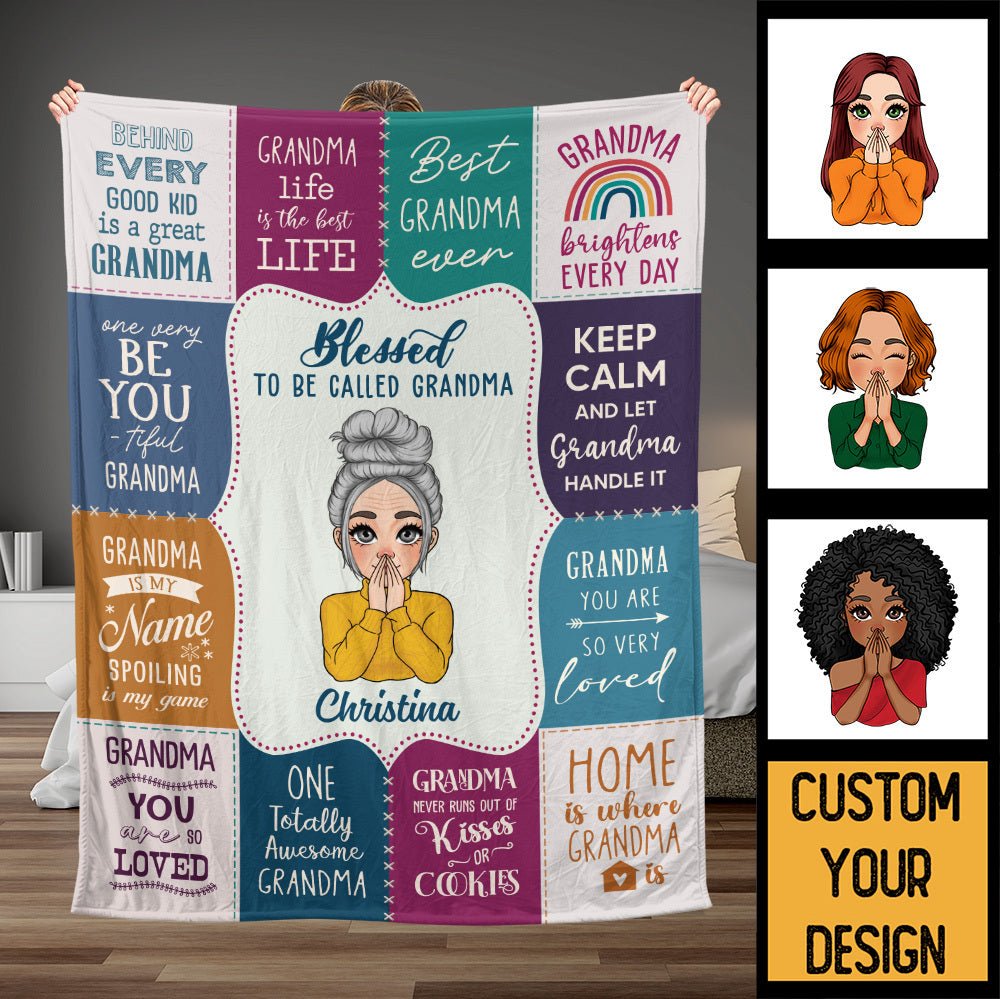 Blessed To Be Call Mom/Grandma - Personalized Blanket - Best Gift For Mother, For Grandma - Giftago
