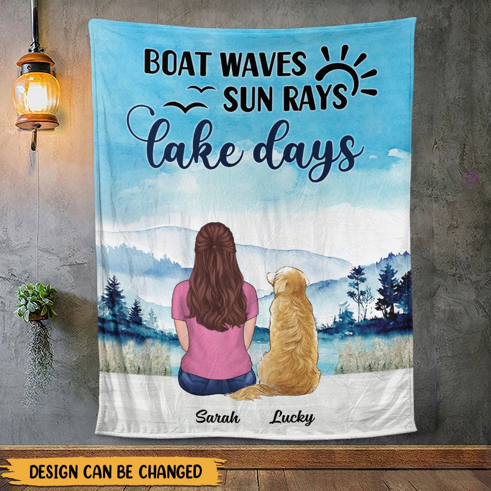 Boat Waves Sun Rays Lake Days Blanket - Personalized Blanket