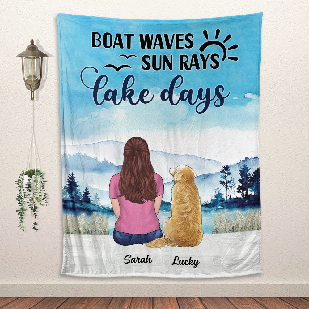 Boat Waves Sun Rays Lake Days Blanket - Personalized Blanket