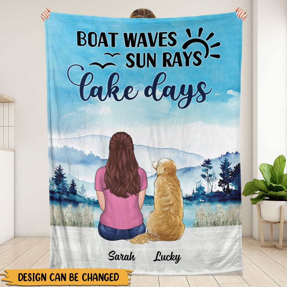 Boat Waves Sun Rays Lake Days Blanket - Personalized Blanket