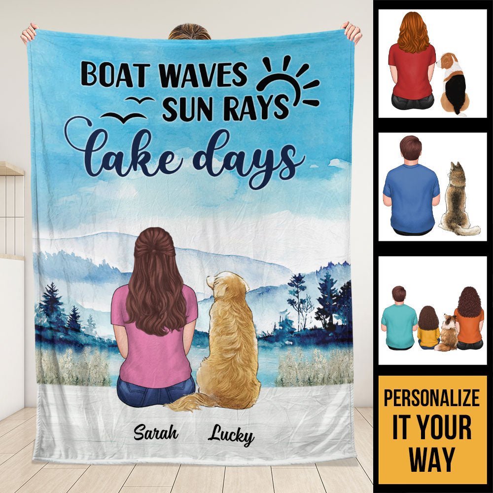 Boat Waves Sun Rays Lake Days Blanket - Personalized Blanket