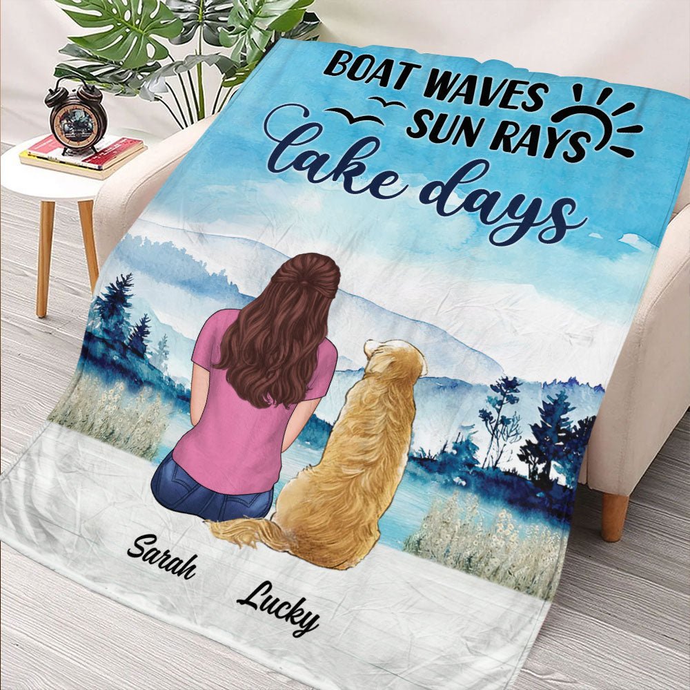 Boat Waves Sun Rays Lake Days Blanket - Personalized Blanket