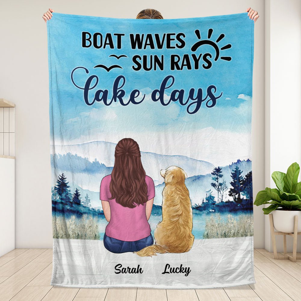 Boat Waves Sun Rays Lake Days Blanket - Personalized Blanket