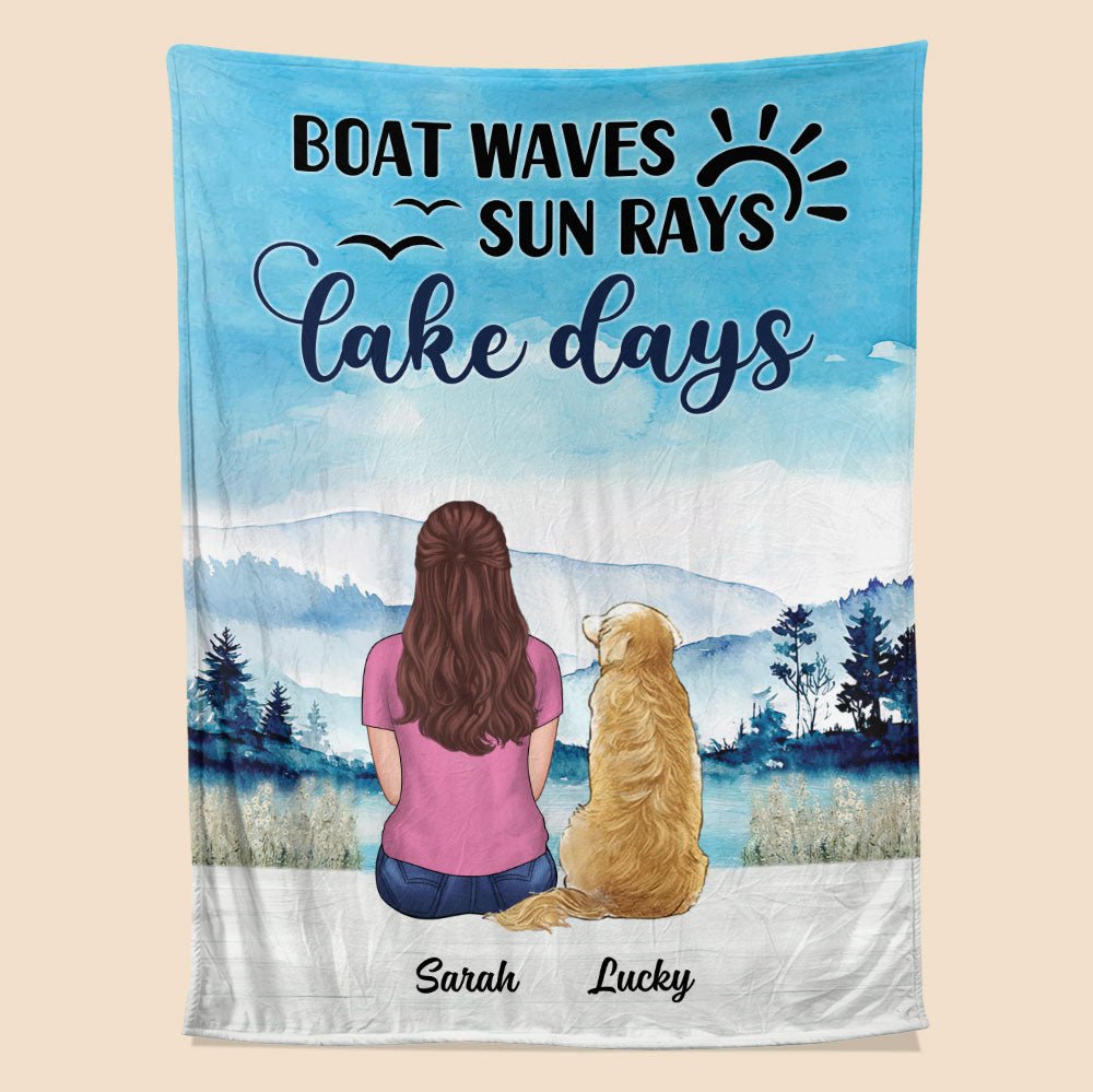 Boat Waves Sun Rays Lake Days Blanket - Personalized Blanket