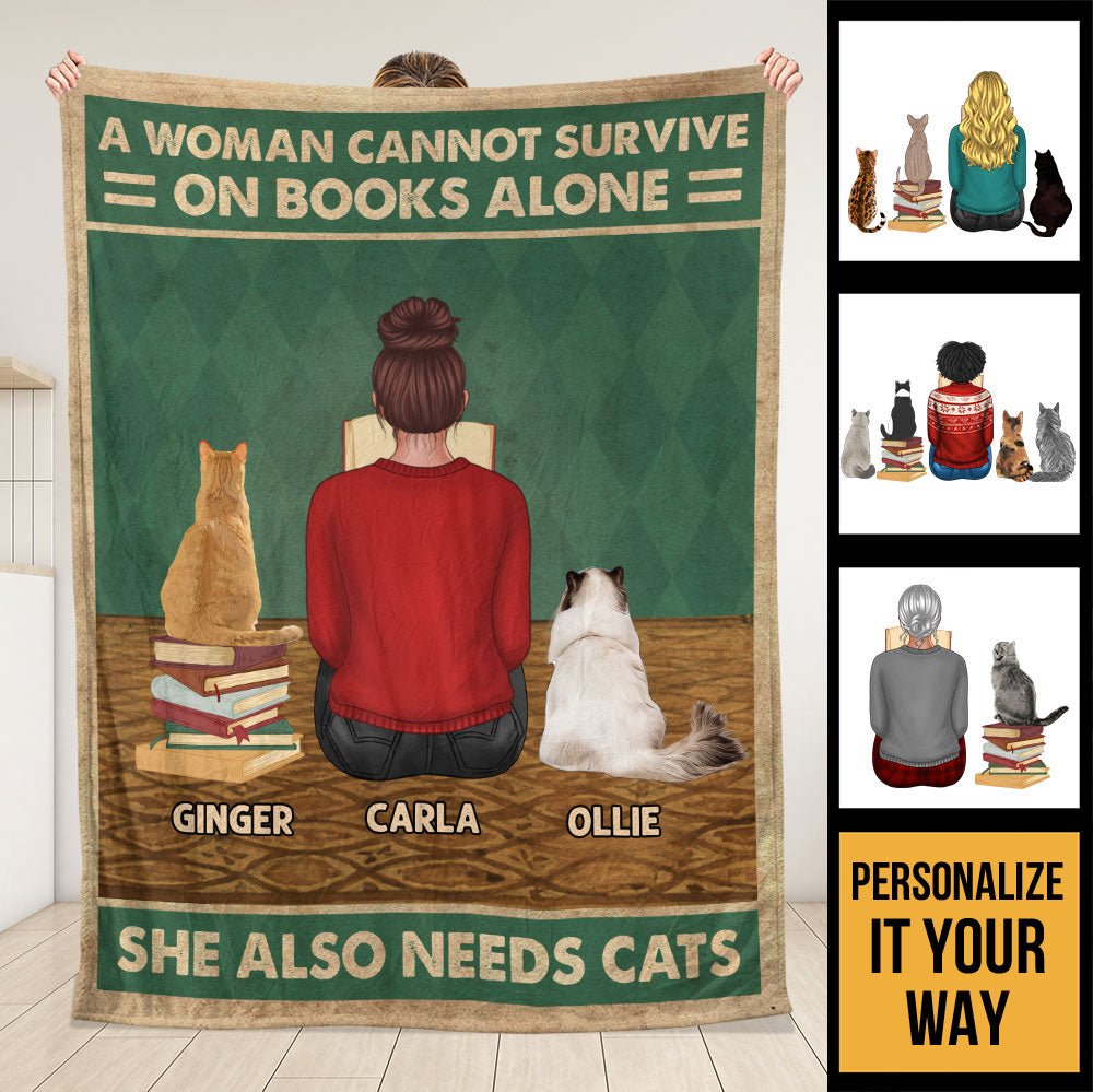Books And Cats Blanket - Personalized Blanket
