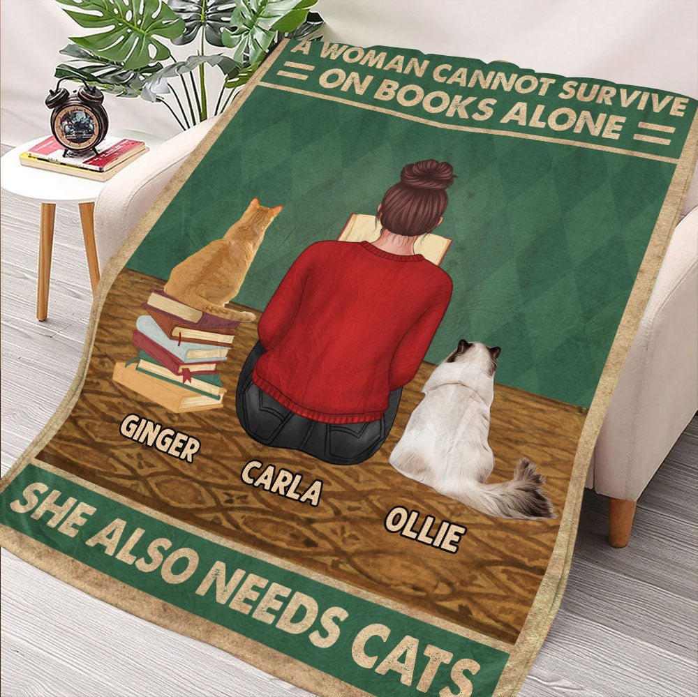 Books And Cats Blanket - Personalized Blanket