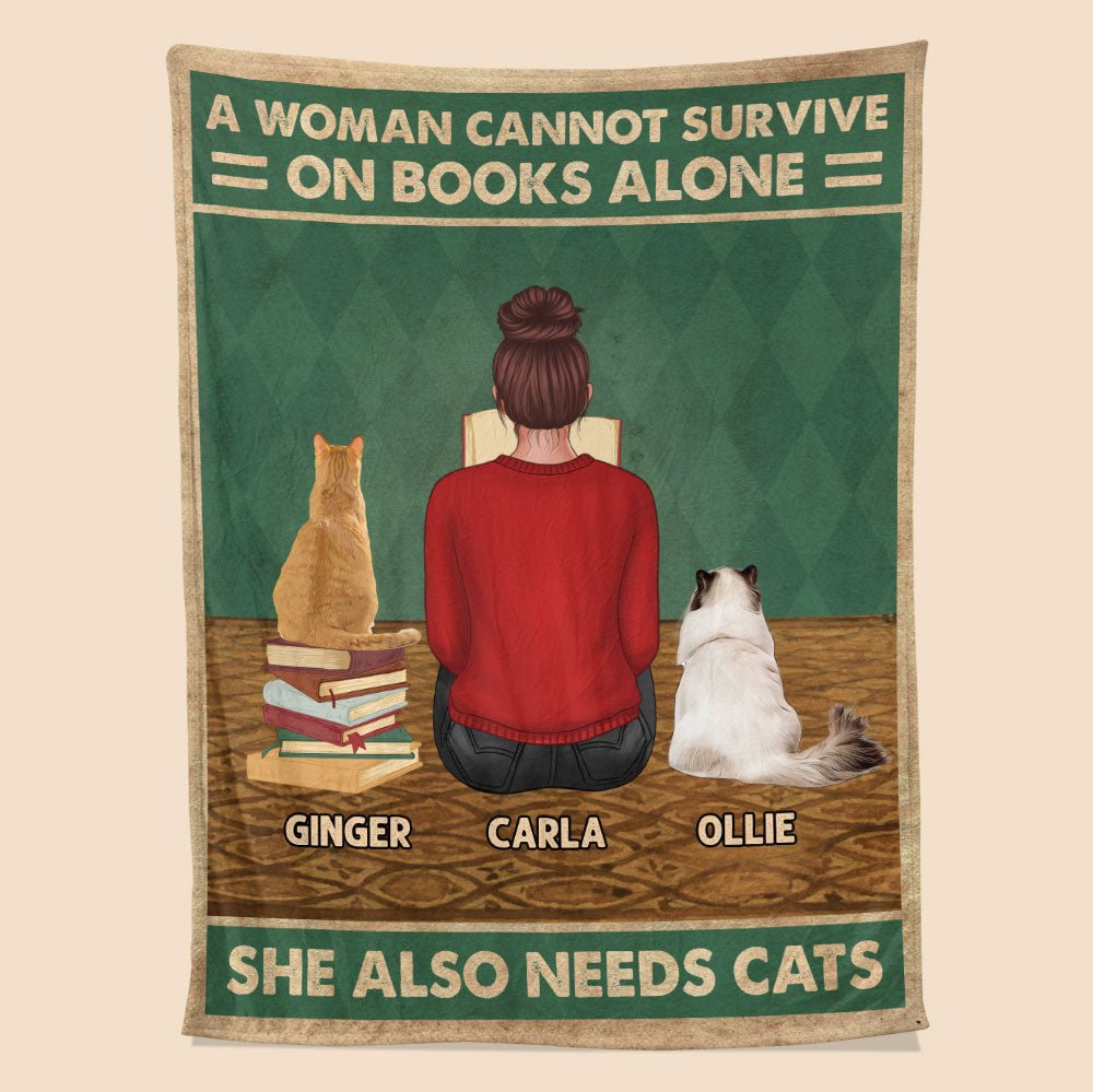 Books And Cats Blanket - Personalized Blanket