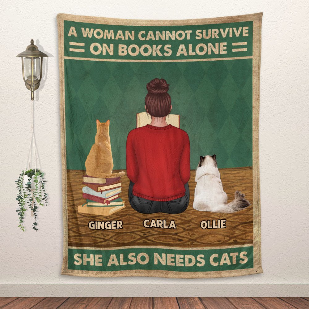 Books And Cats Blanket - Personalized Blanket