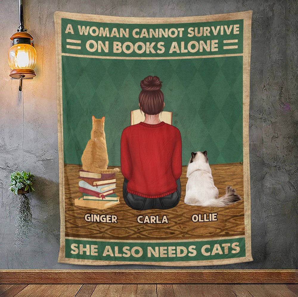 Books And Cats Blanket - Personalized Blanket
