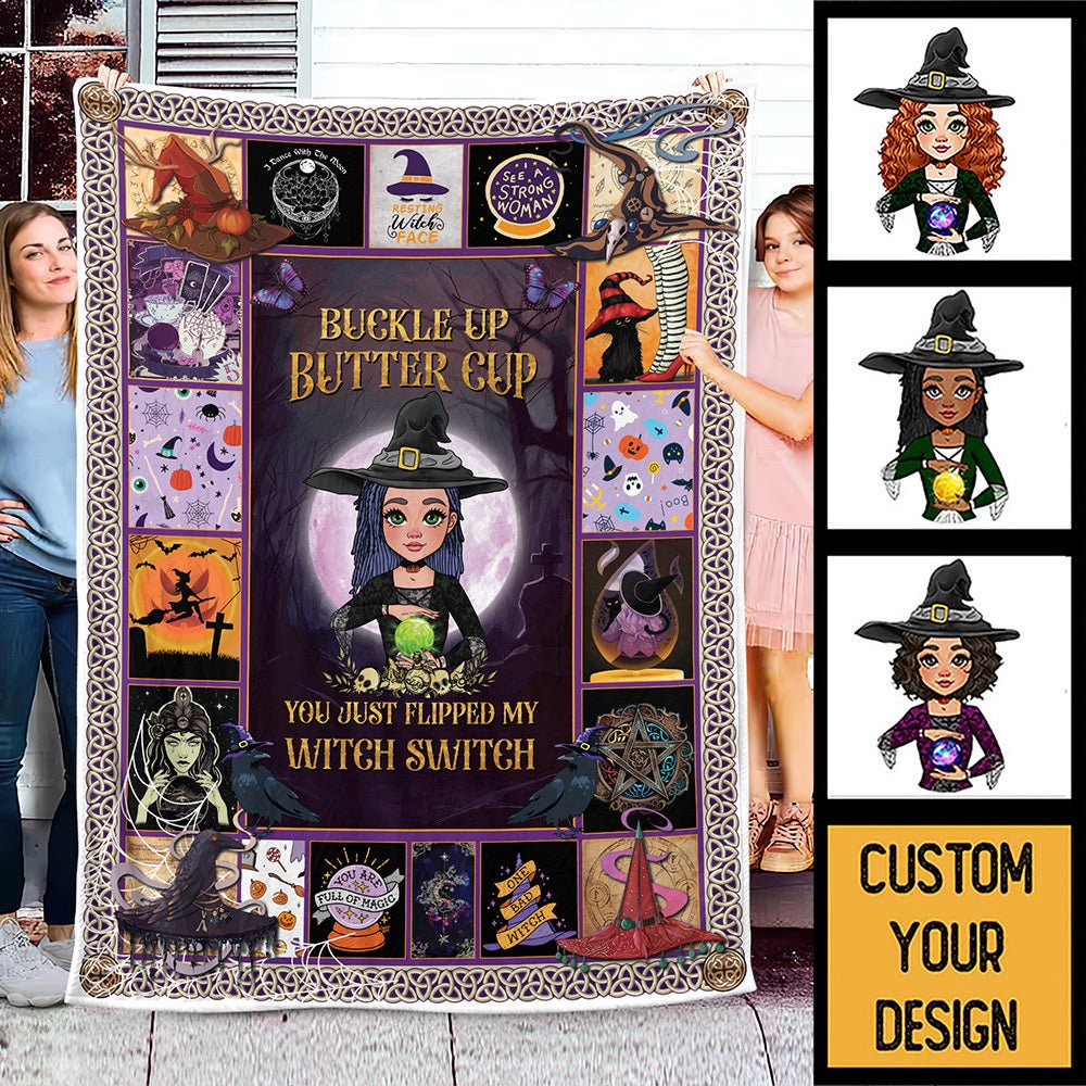Buckle Up Butter Cup - Personalized Blanket - Best Gift For Halloween, For Witch Lovers - Giftago