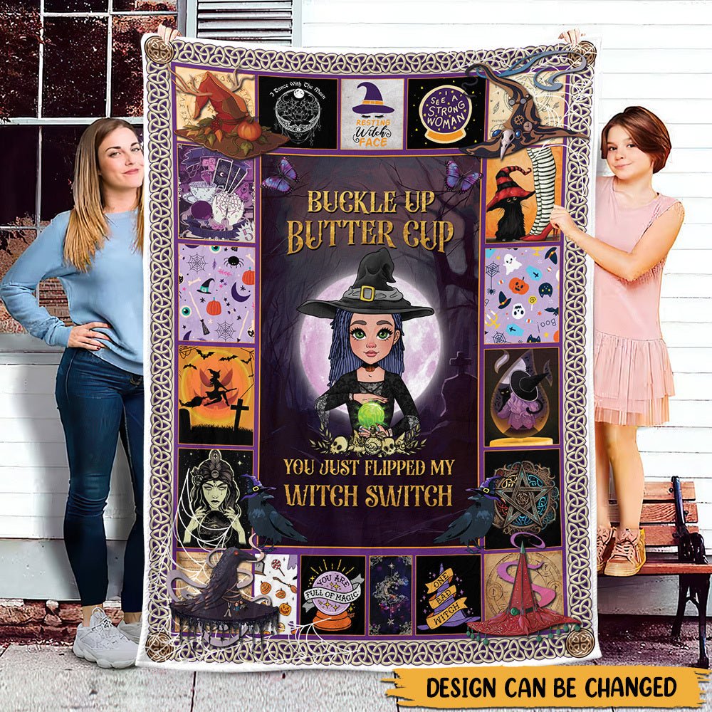 Buckle Up Butter Cup - Personalized Blanket - Best Gift For Halloween, For Witch Lovers - Giftago