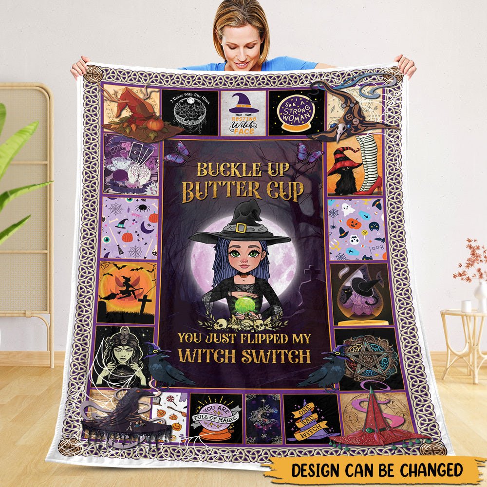 Buckle Up Butter Cup - Personalized Blanket - Best Gift For Halloween, For Witch Lovers - Giftago