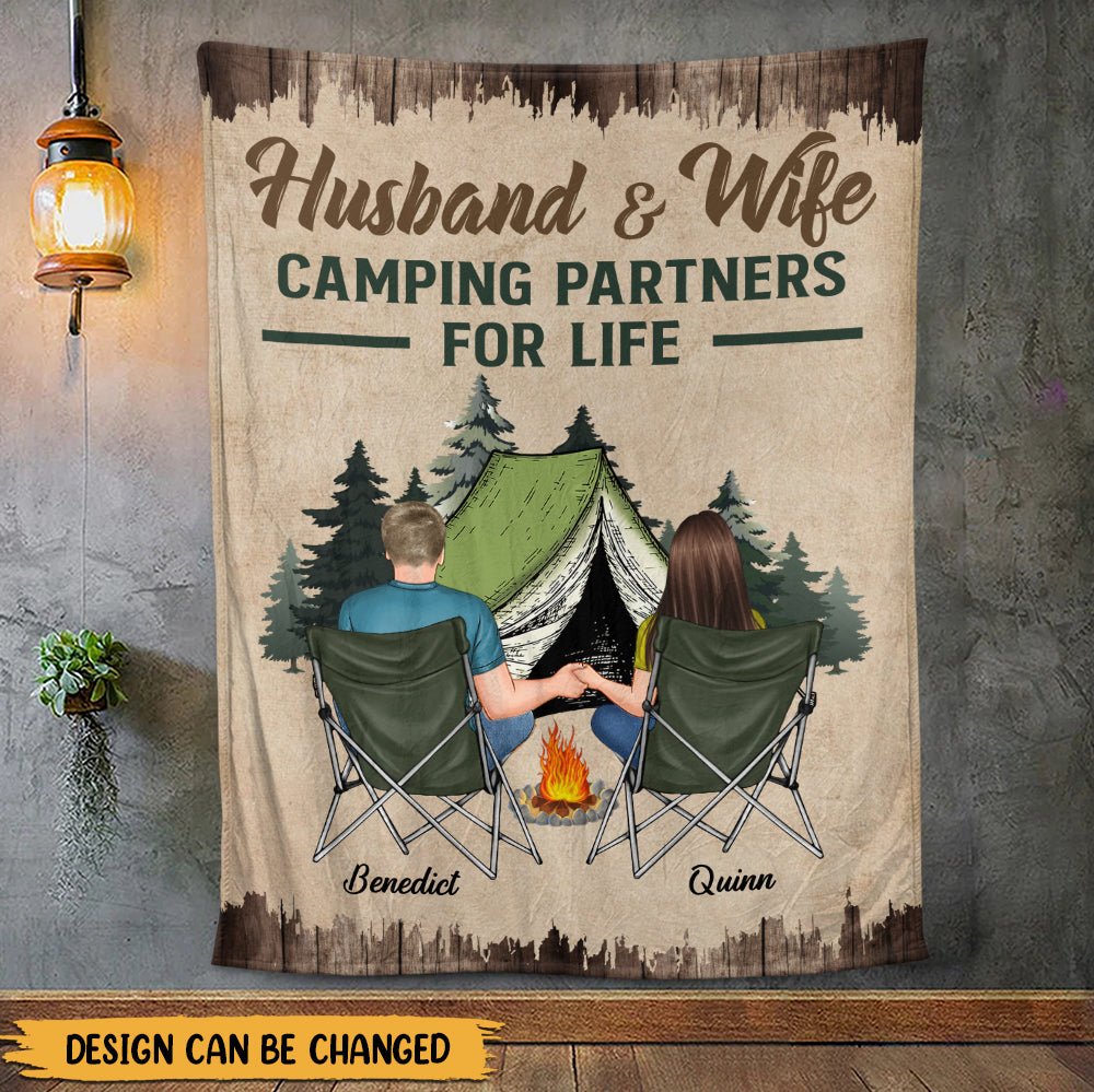 Camping Couple Blanket - Personalized Blanket - Giftago