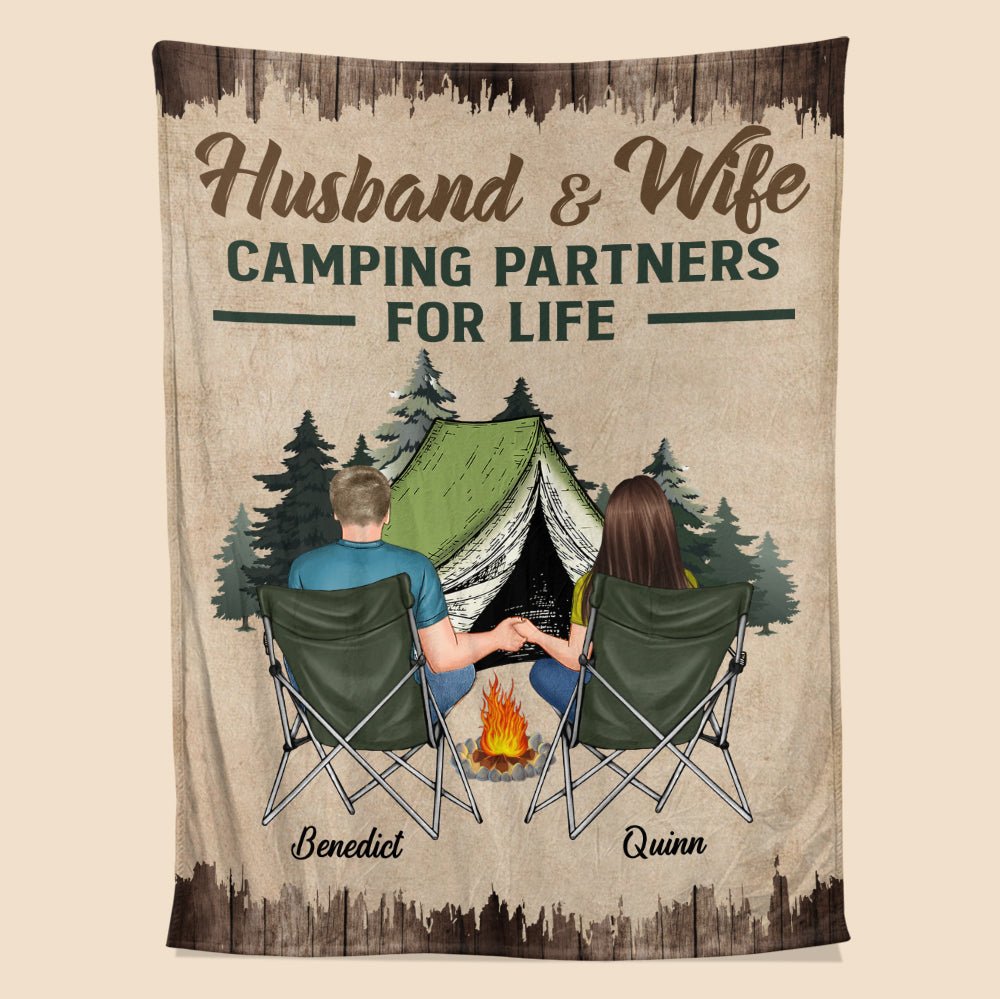 Camping Couple Blanket - Personalized Blanket - Giftago