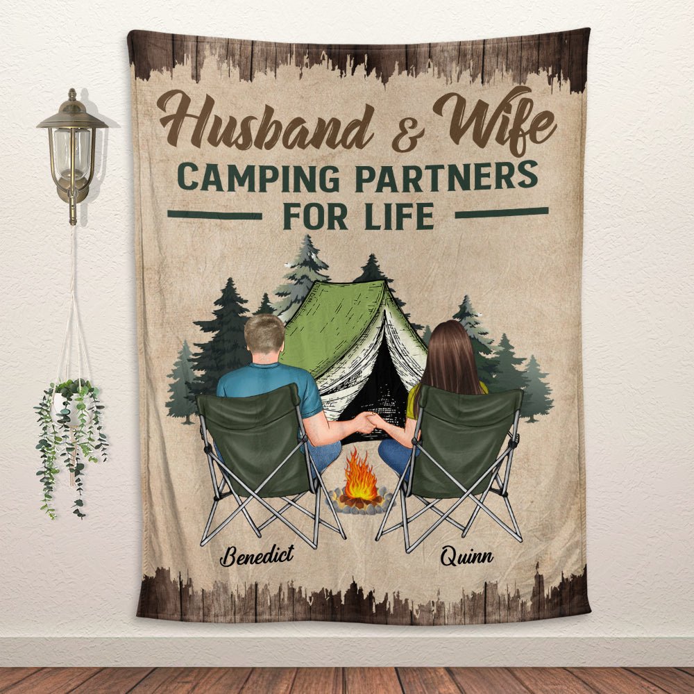 Camping Couple Blanket - Personalized Blanket - Giftago