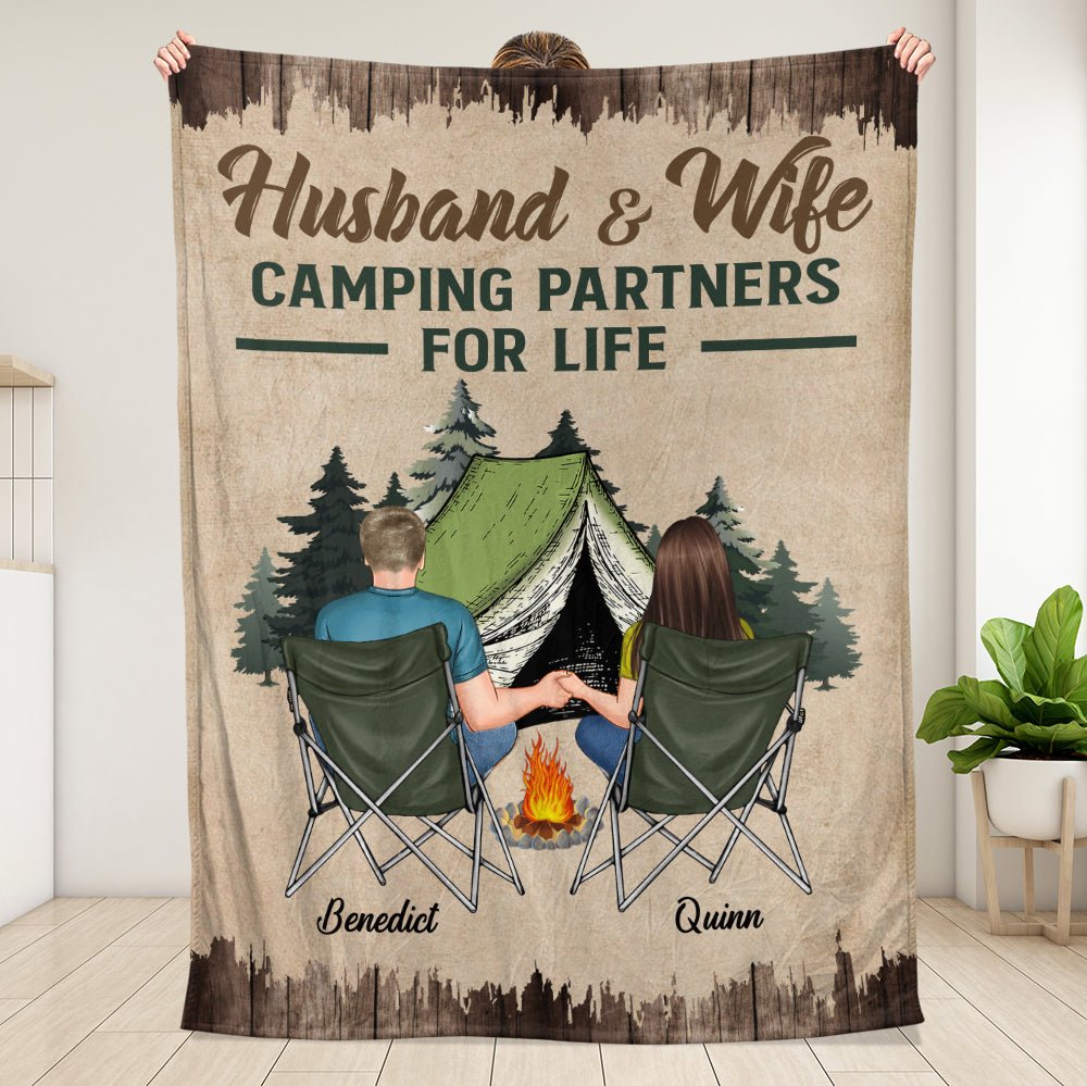 Camping Couple Blanket - Personalized Blanket - Giftago