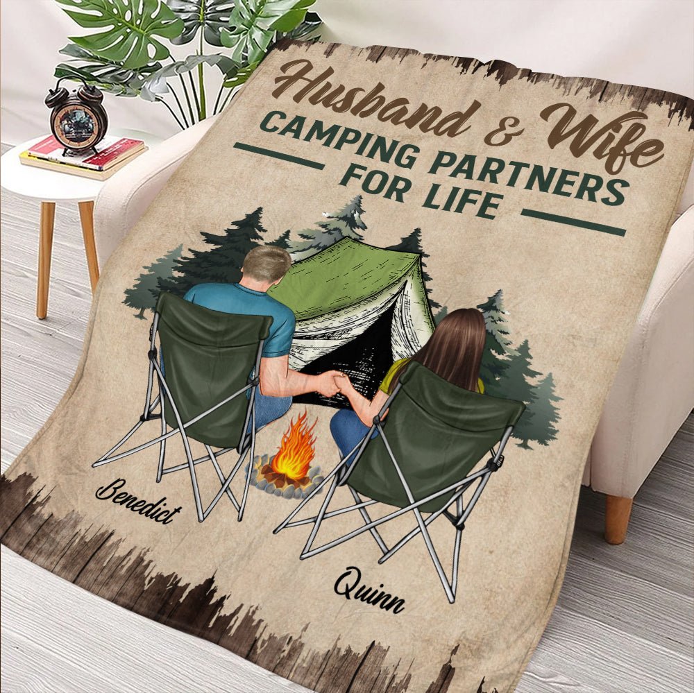 Camping Couple Blanket - Personalized Blanket - Giftago