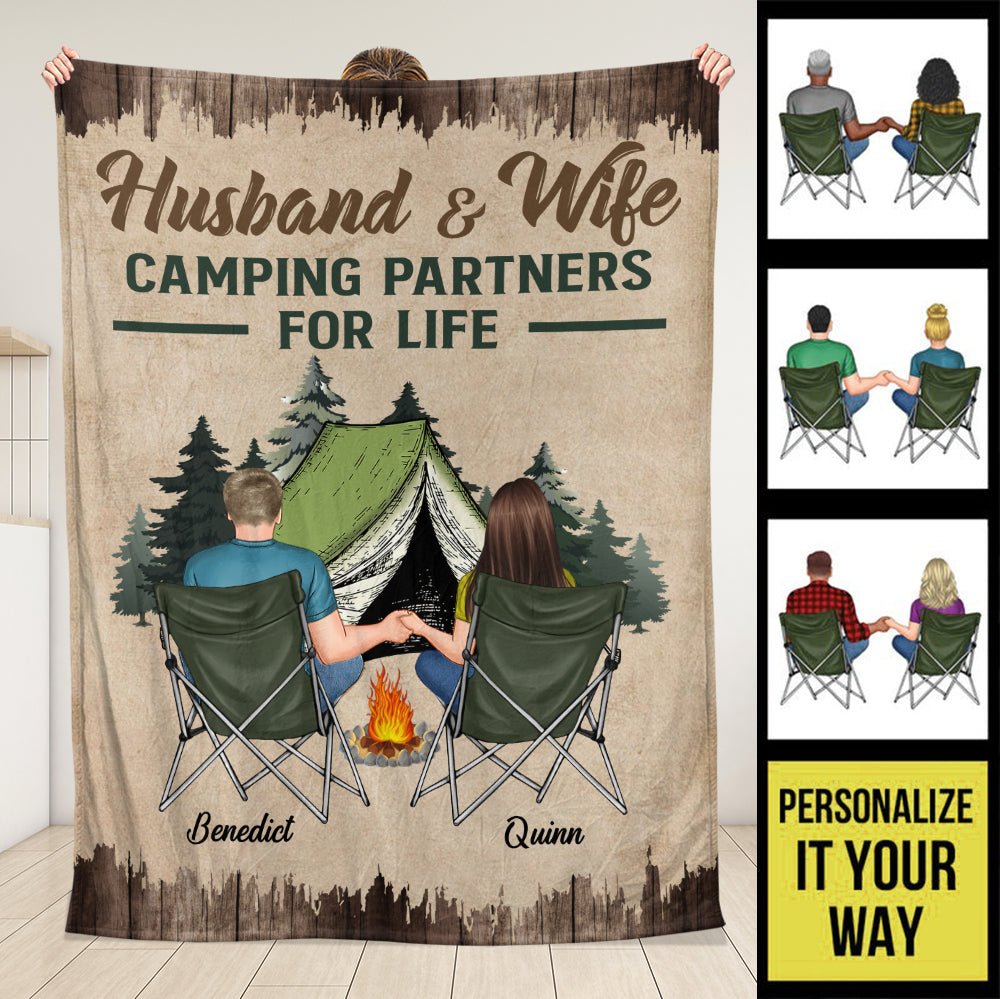 Camping Couple Blanket - Personalized Blanket - Giftago