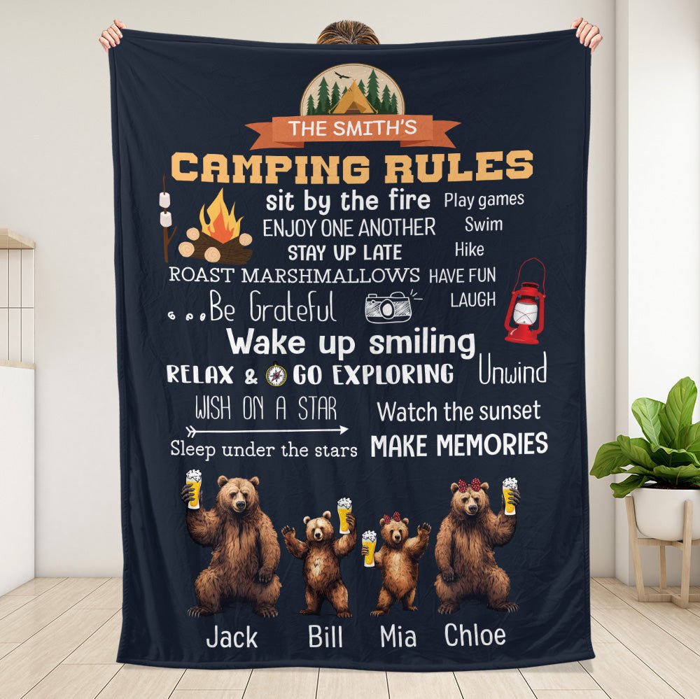 Camping Rules Blanket - Personalized Blanket