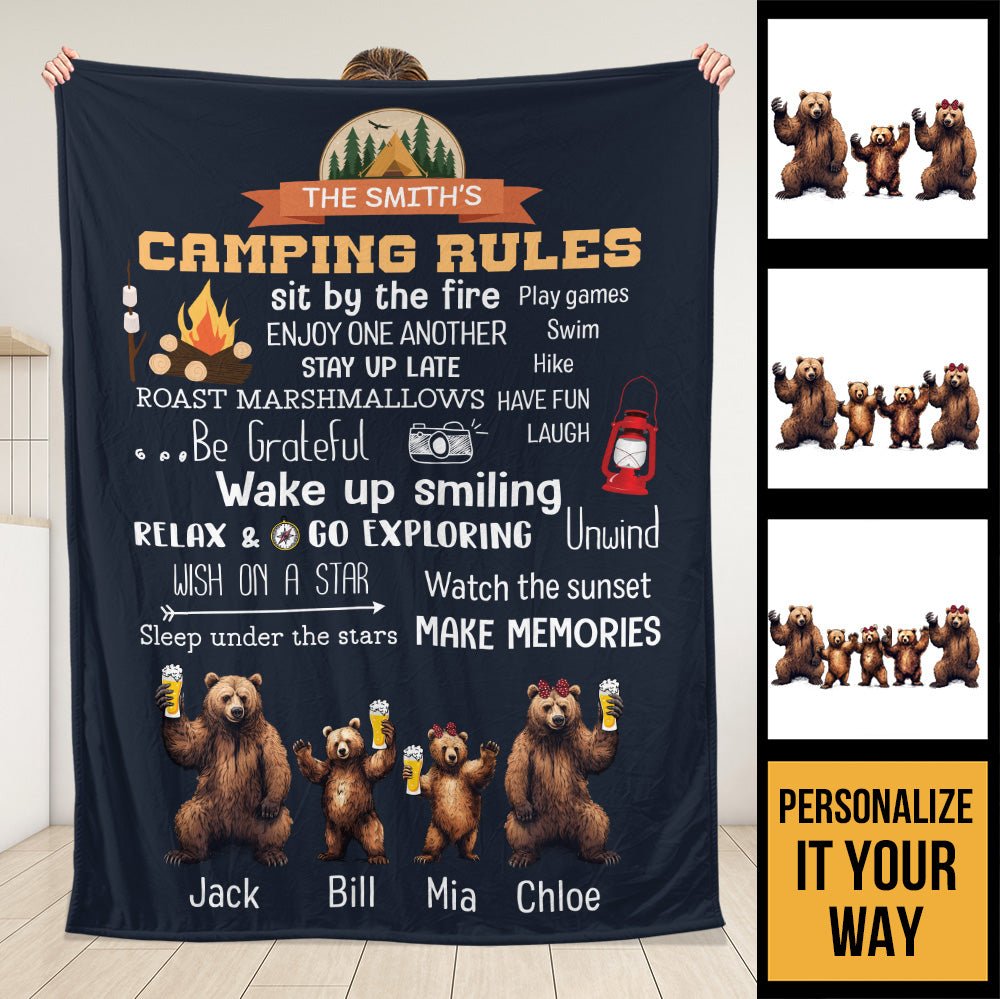 Camping Rules Blanket - Personalized Blanket