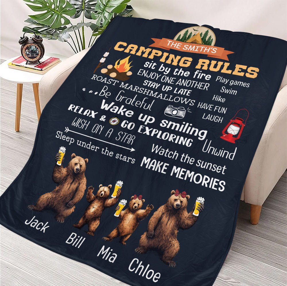 Camping Rules Blanket - Personalized Blanket