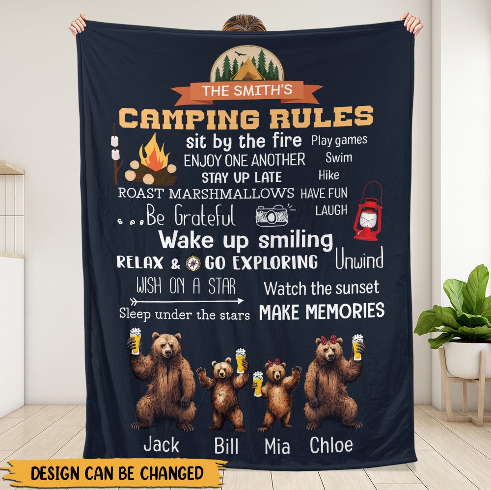 Camping Rules Blanket - Personalized Blanket