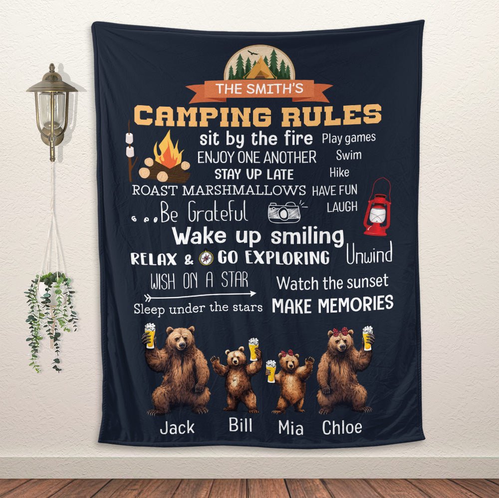 Camping Rules Blanket - Personalized Blanket