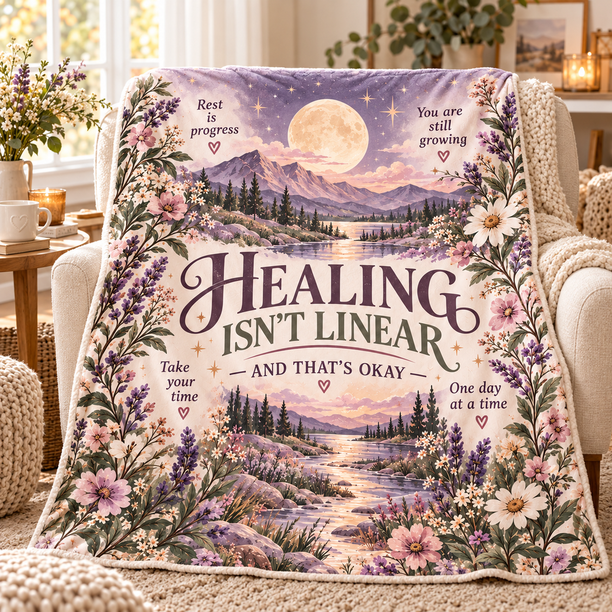 Moonlit Healing Isn’t Linear Affirmation Blanket