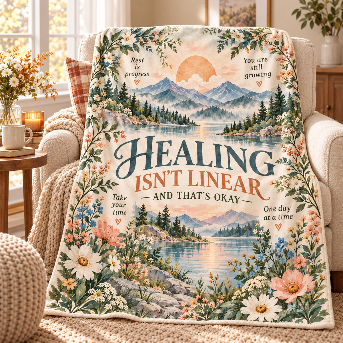 Still Waters Healing Isn’t Linear Affirmation Blanket