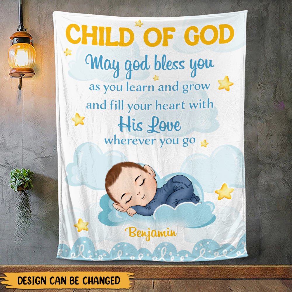 Child Of God Baby May God Bless You - Personalized Blanket - Giftago