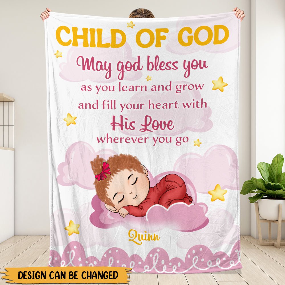 Child Of God Baby May God Bless You - Personalized Blanket - Giftago