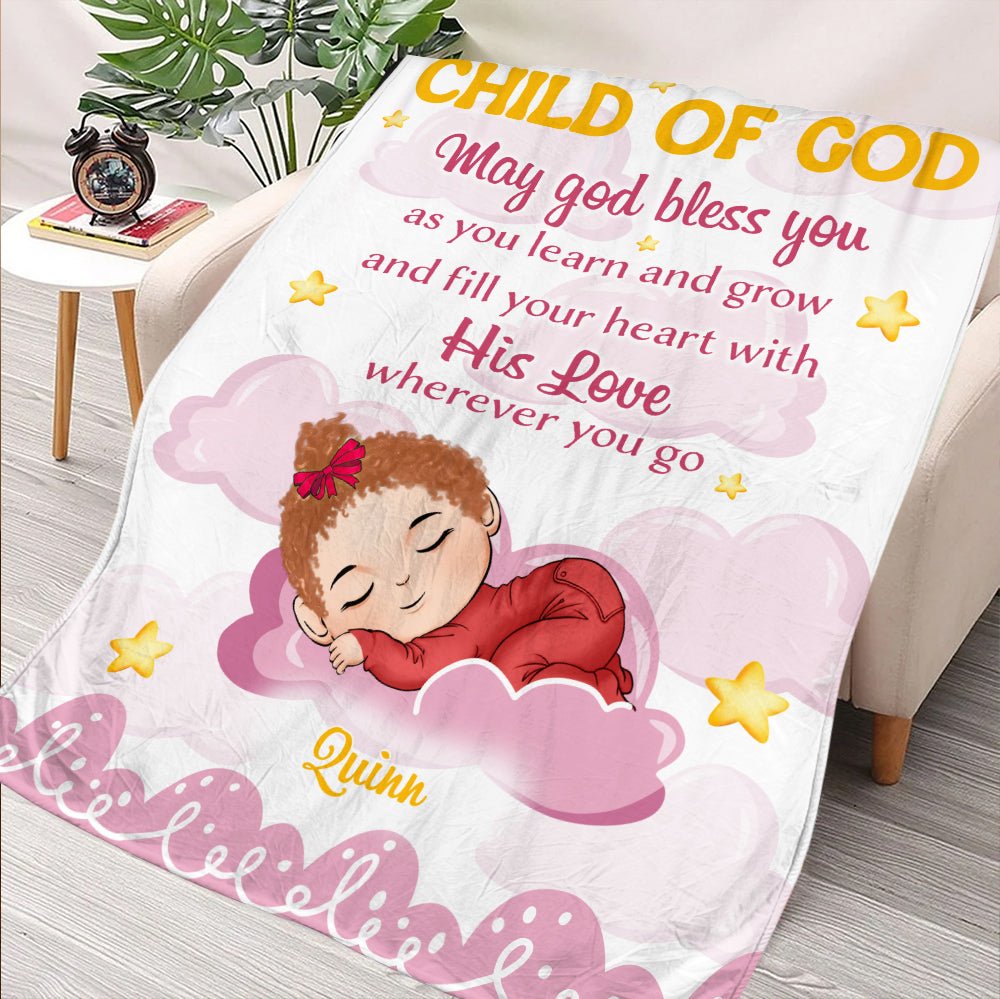 Child Of God Baby May God Bless You - Personalized Blanket - Giftago
