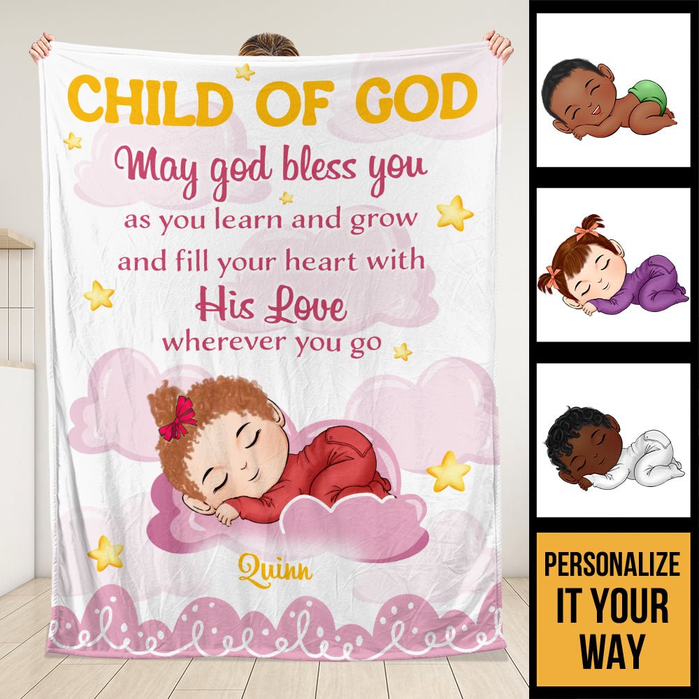 Child Of God Baby May God Bless You - Personalized Blanket - Giftago