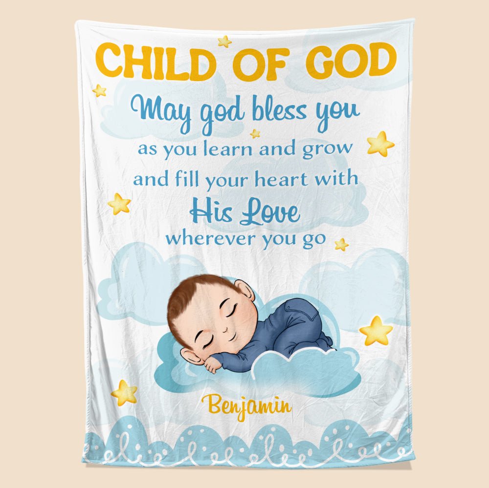 Child Of God Baby May God Bless You - Personalized Blanket - Giftago