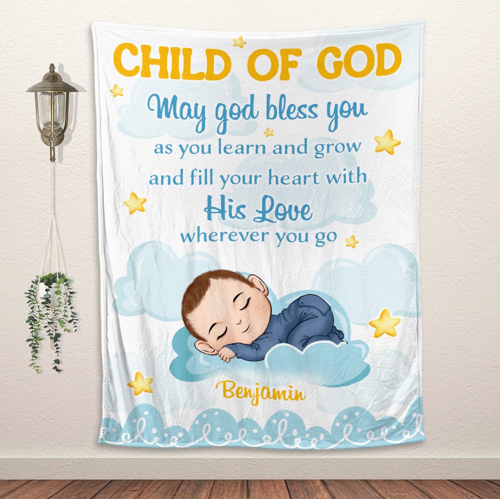 Child Of God Baby May God Bless You - Personalized Blanket - Giftago
