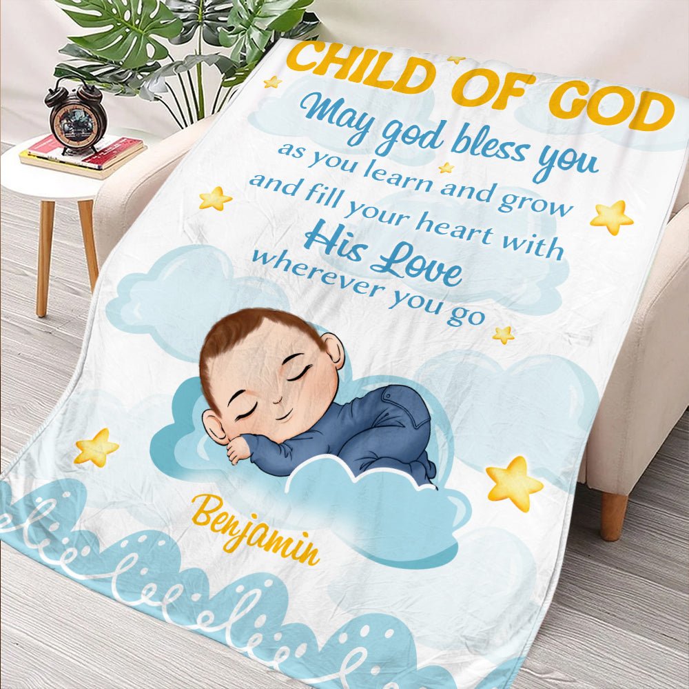 Child Of God Baby May God Bless You - Personalized Blanket - Giftago