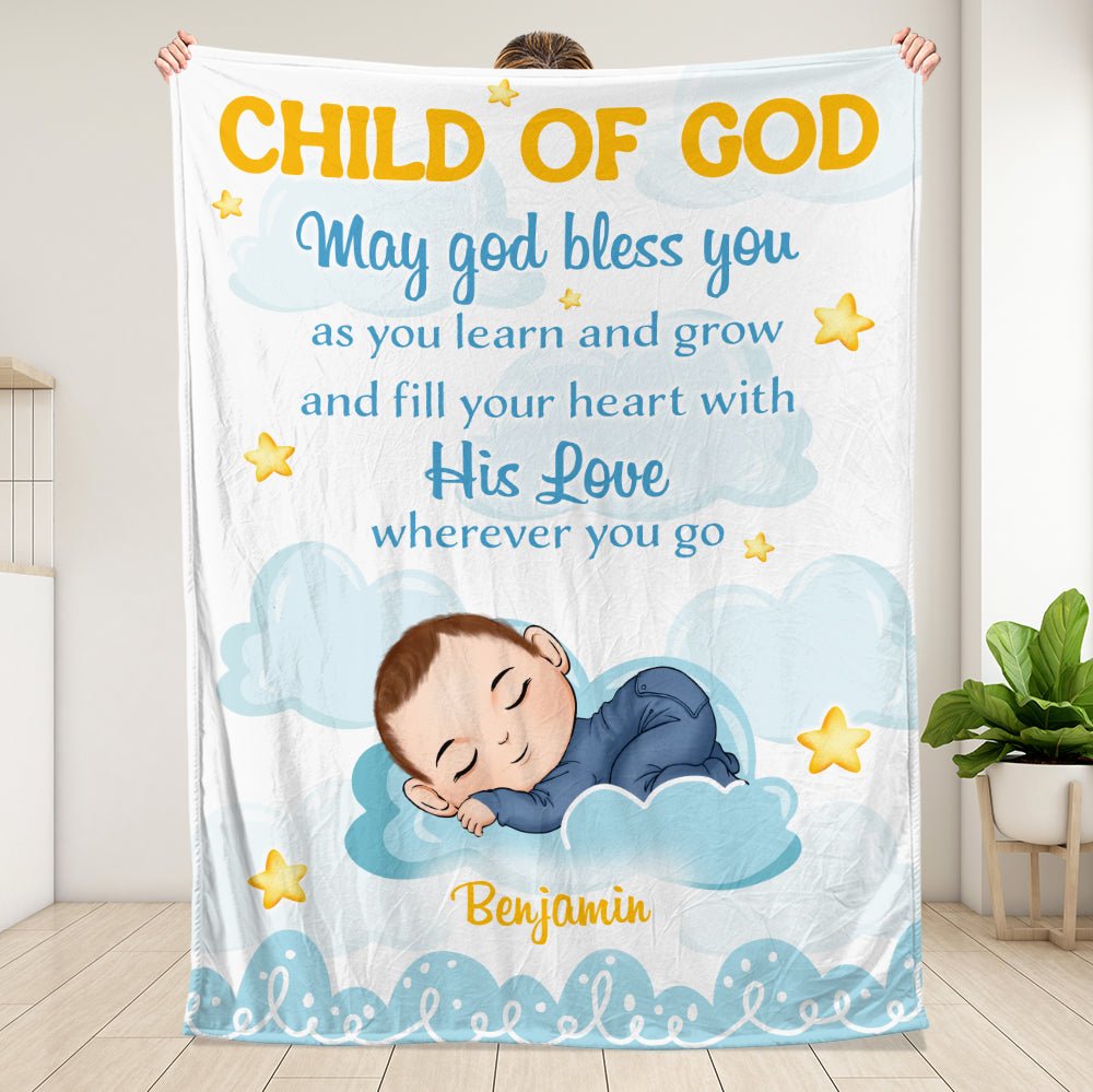 Child Of God Baby May God Bless You - Personalized Blanket - Giftago