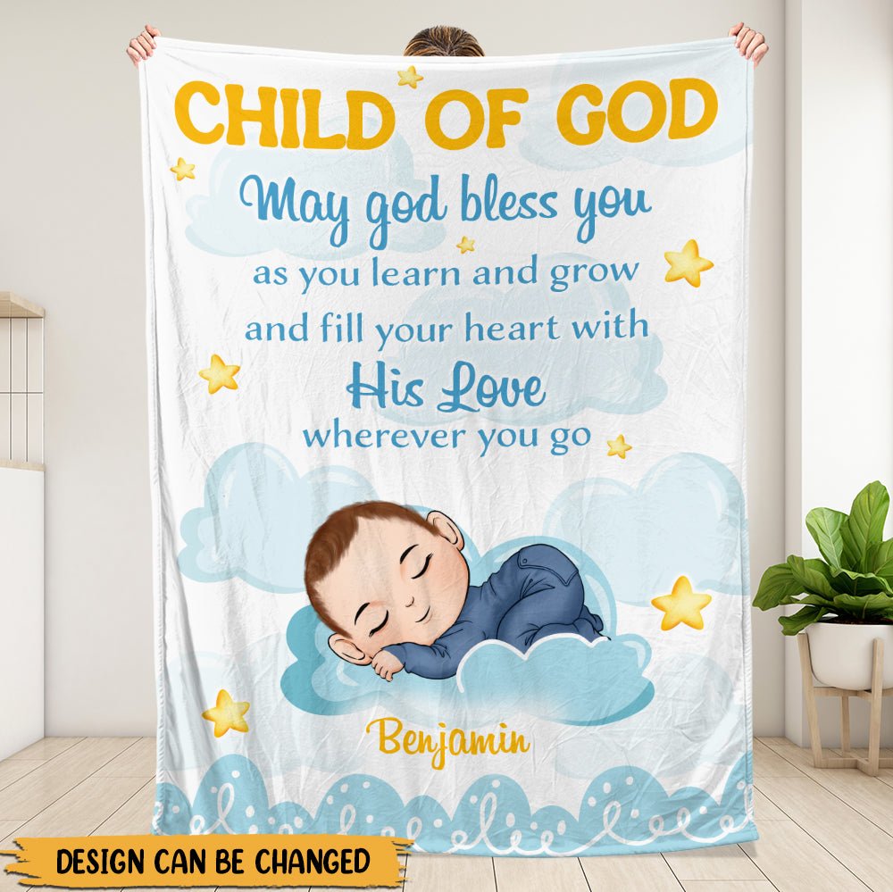 Child Of God Baby May God Bless You - Personalized Blanket - Giftago