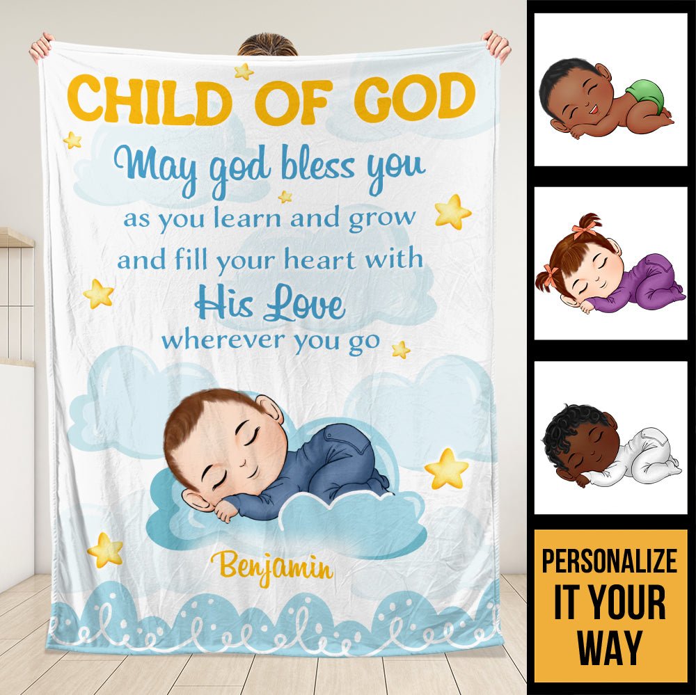 Child Of God Baby May God Bless You - Personalized Blanket - Giftago